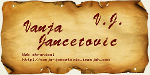 Vanja Jančetović vizit kartica